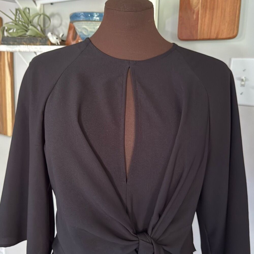 Topshop Nordstrom women’s keyhole tie front mini dress size 6 black party event - Picture 3 of 10